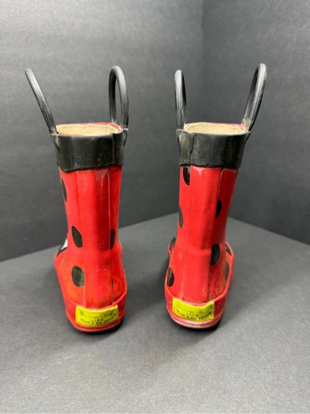 Western Chief Kids Red & Black Ladybug Rain Boots with Handles